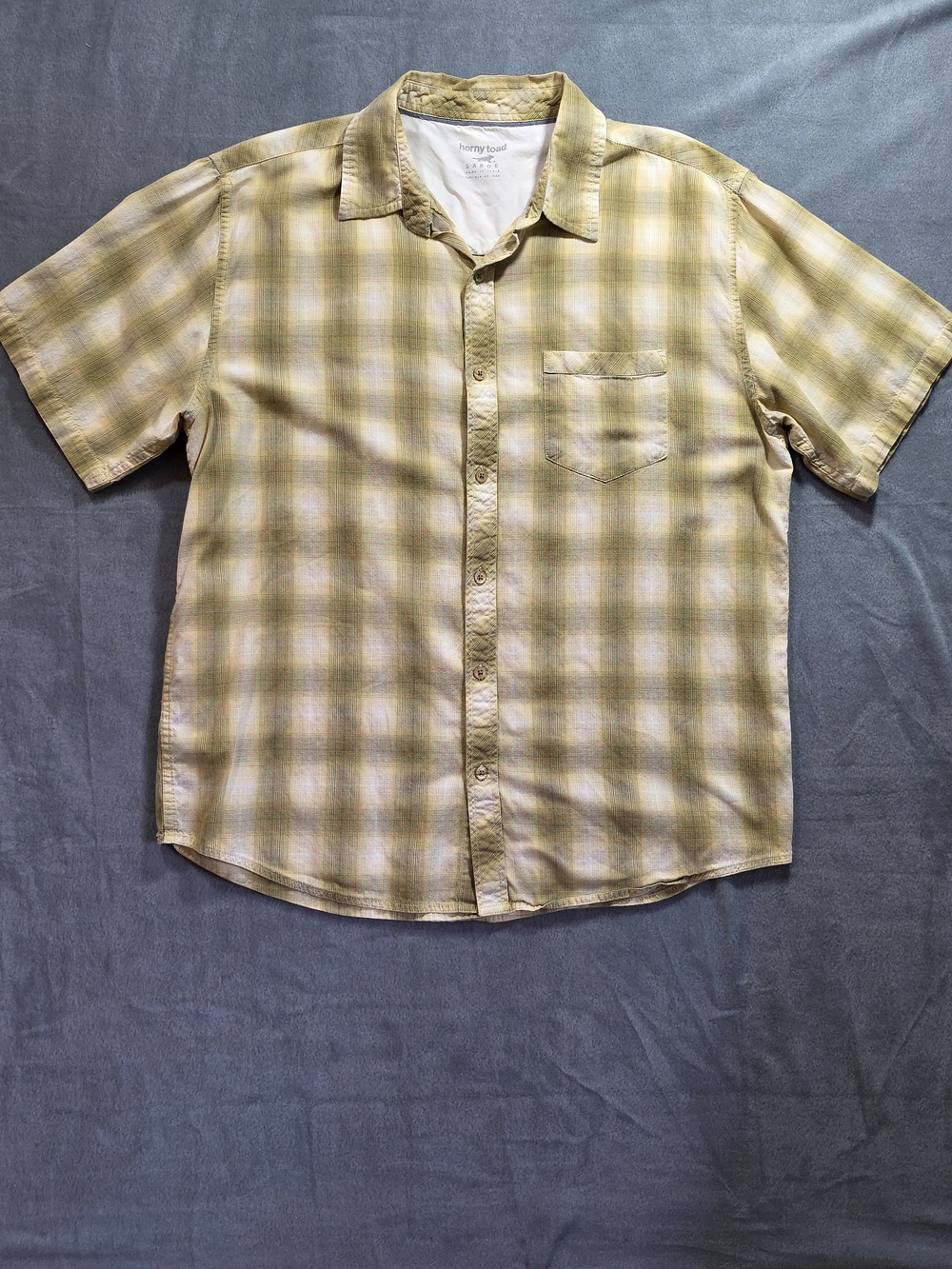 Horny Toad Toad&Co Plaid 100% Organic Cotton Short Sleeve Button Down Large - Picture 8 of 15